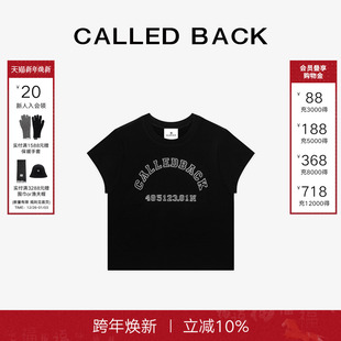 新款 T恤女2025夏季 宽松百搭圆领黑色钻钻字母上衣 Back短袖 Called