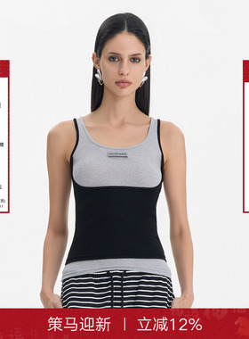 【孟子义同款】CalledBack吊带背心女2025新款撞色假两件无袖上衣