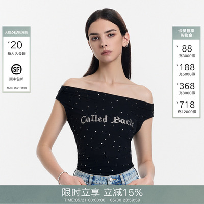 CalledBack烫钻背心女无袖