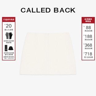 CALLED 羊毛半身裙女含内衬简约休闲白色a字短裙 BACK2025秋冬新款