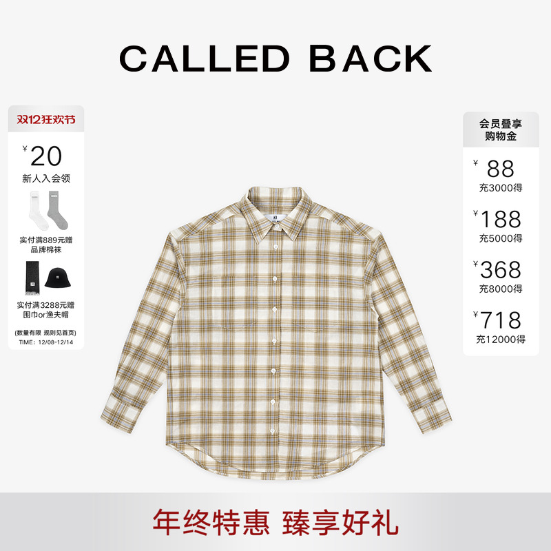 CalledBack格纹长袖衬衫女
