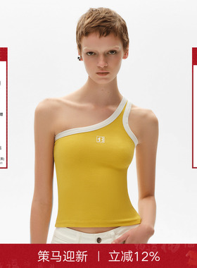 【叶舒华颖儿同款】CalledBack背心吊带女撞色单肩修身打底上衣