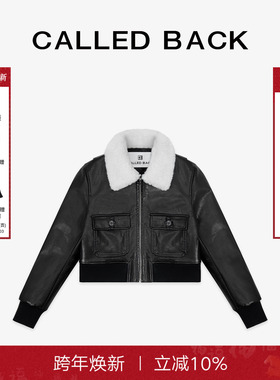 【Designer系列】Called Back毛领皮衣女2025冬季新款夹克短外套