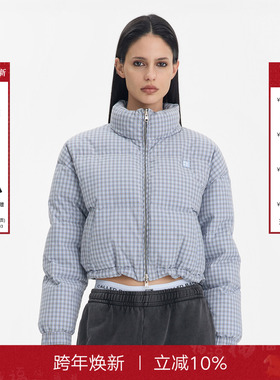 CALLED BACK格纹短款羽绒服女2025冬季新款立领保暖90白鹅绒外套