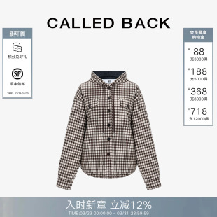 百搭休闲长袖 新款 格子连帽棉服外套女 Back官方直营秋季 Called