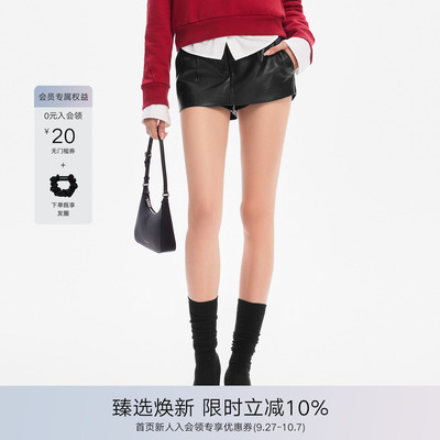 CALLEDBACK休闲半身皮短裤