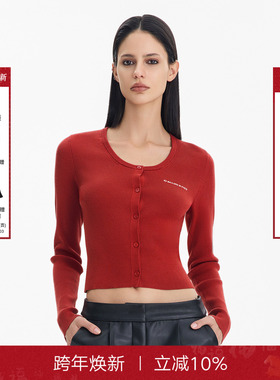 Called Back安哥拉红针织衫女25秋冬新款修身显瘦长袖打底衫上衣