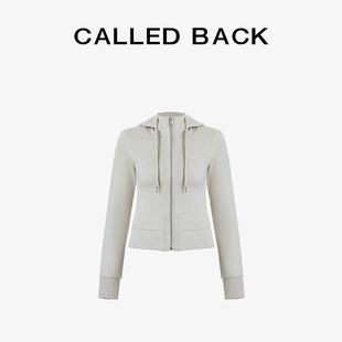 简约纯色百搭logo连帽修身 新款 灰色卫衣外套女 Back26春季 Called