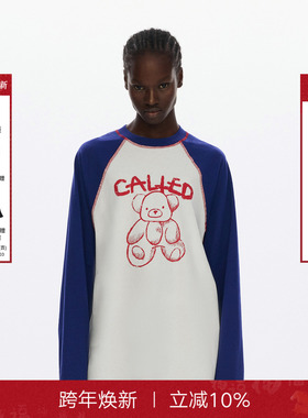 【李一桐同款】CalledBack草莓熊卫衣女2025秋季撞色宽松长袖上衣