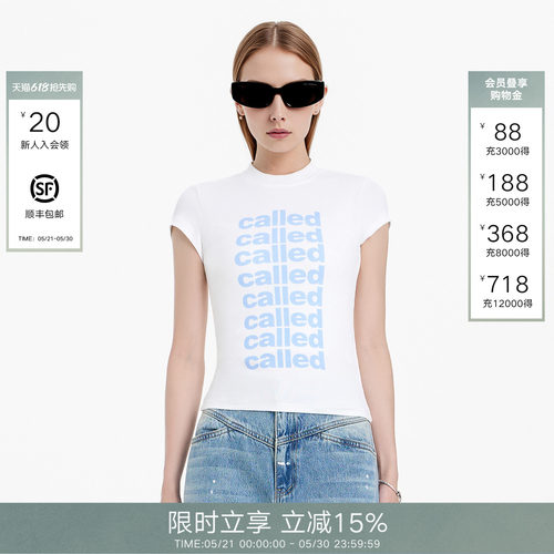CalledBack短袖T恤女休闲上衣