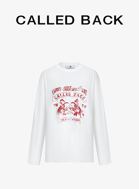 Called Back长袖印花T恤女2026年春季新款白色减龄圆领宽松打底衫