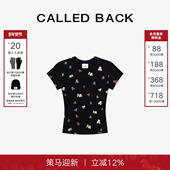 CALLED 设计感上衣 新款 BACK黑色饭团熊印花短袖 t恤女2025夏季