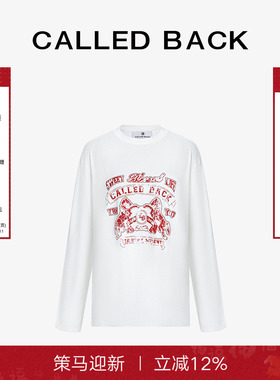 Called Back长袖印花T恤女2026春季新款白色减龄圆领宽松百搭上衣