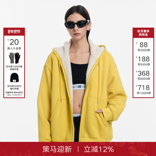 CALLED BACK连帽加绒卫衣外套女2025年冬季新款加厚连帽休闲上衣