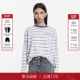 Back长袖 上衣女2025秋季 新款 Called 简约圆领宽松条纹针织打底衫