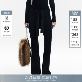 长裤 Called 黑色百搭修身 女202春夏新款 Back拼接假两件微喇休闲裤