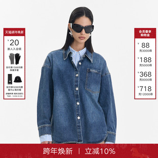 外套休闲长袖 CALLED 设计感假两件牛仔衬衫 新款 上衣 BACK2025秋季