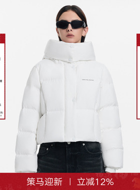 CALLED BACK短款羽绒服女2025冬季新款白色连帽90白鹅绒保暖外套