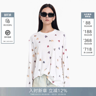 趣味饭团熊印花圆领休闲上衣 T恤女2026春夏新款 CALLED BACK长袖