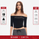 烫钻修身 Back一字肩T恤女26春季 Called 五分袖 上衣 陈都灵同款
