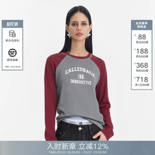 新款 圆领T恤女2026春季 百搭休闲撞色拼接打底上衣 Back长袖 Called