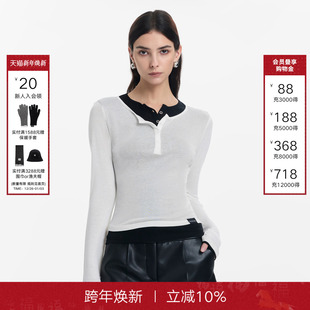 针织内搭打底衫 Called 撞色修身 上衣女2025秋新款 Back假两件长袖