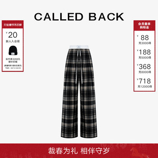 Called Back复古格纹阔腿裤女2026春夏新款直筒慵懒风百搭休闲裤