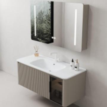 潮州厂店意条纹实木板892家浴室柜陶瓷创盆智用能镜浴室柜套酒装