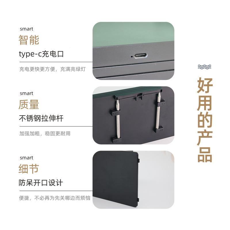 跨境新妆款三面镜可折叠带e125d化镜充l电款三折理发镜灯便携