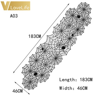 Halloween Spider Web Table Runners Black Lace Tablecloth