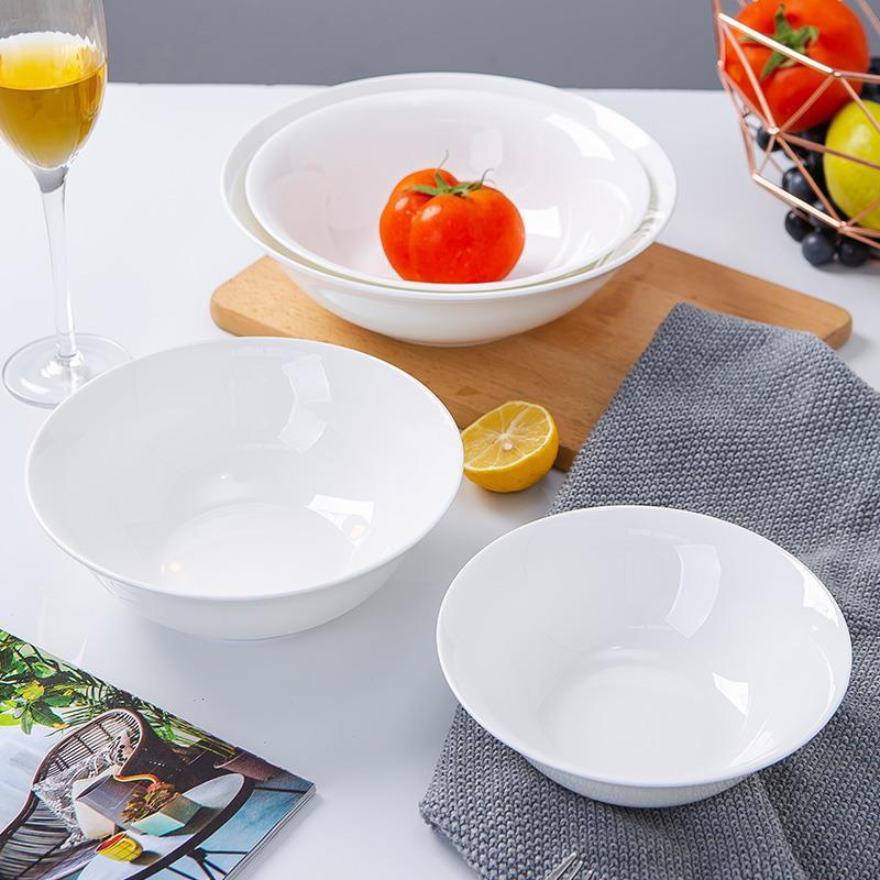 景德镇陶瓷餐具家用中式汤碗装泡面碗斗碗纯白色大饭碗拉面碗汤古