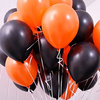 好货15pcs Halloween Balloon Orange Black Latex Confetti Ball