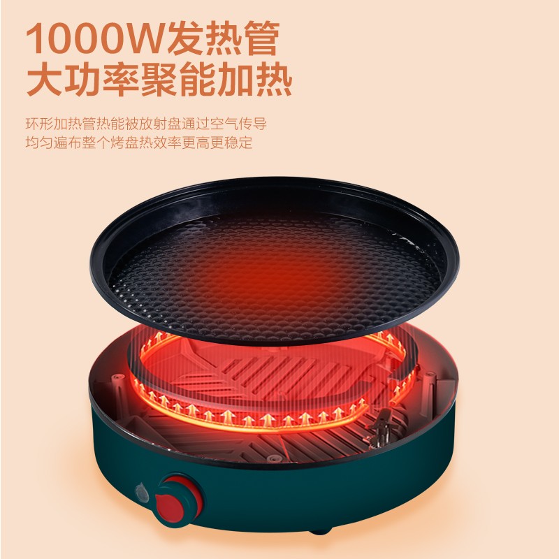 新品家用电烤盘无烟多功能电烤炉铁板煎牛扒韩式烤肉盘平底不沾品