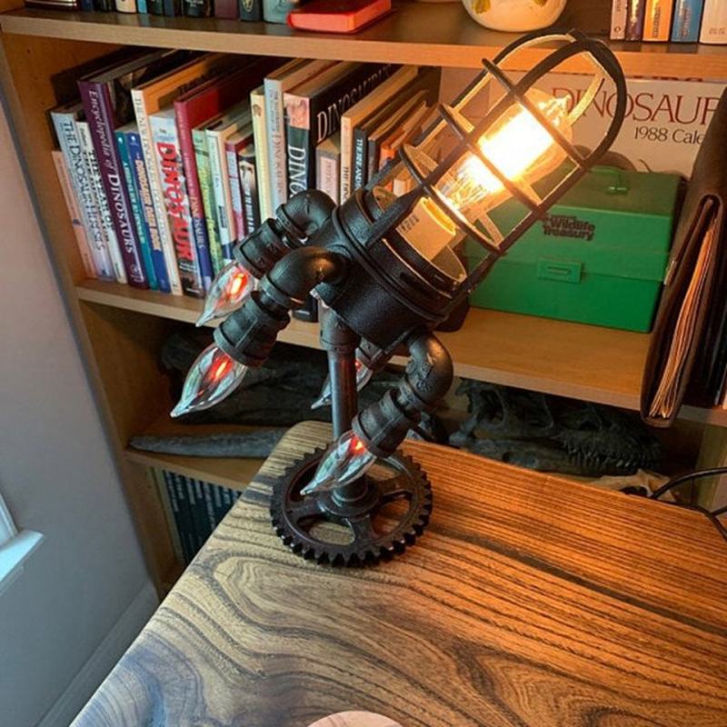 Retro Industrial US/UK/EU/AU Plug Steampunk Rocket Flame Nig