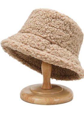 Winter Warm Bucket Hats Lamb Wool Faux Fur Fisherman Caps Wo