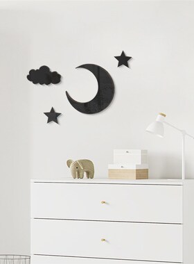 速发MB06月亮云朵m木体亚克力镜面墙贴室板客厅卧立装饰品