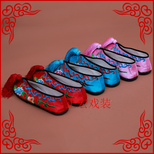 速发戏剧戏曲彩鞋绣禾彩鞋平底薄底古装京越剧剧青衣花旦秀花鞋戏