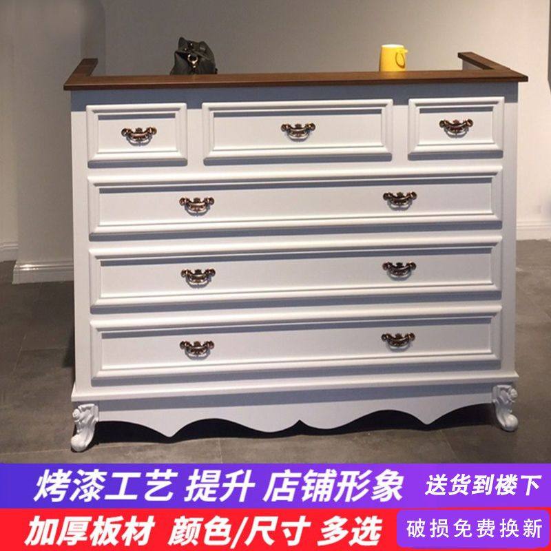 速发收银台简约吧尚烤漆欧式复古角转服装店收银时台桌小柜台拆装