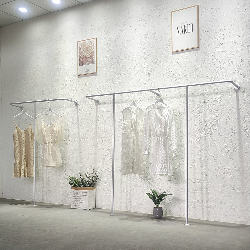 速发服装店纳米银展示架装店单杆上挂墙衣服子架童装壁挂货架陈列