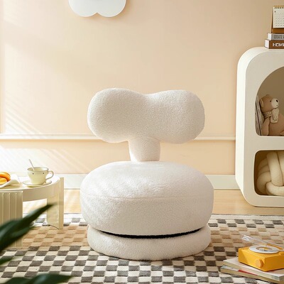 速发转童小凳子家用客厅几板凳可旋儿羊羔绒实木矮凳沙发阅读凳茶