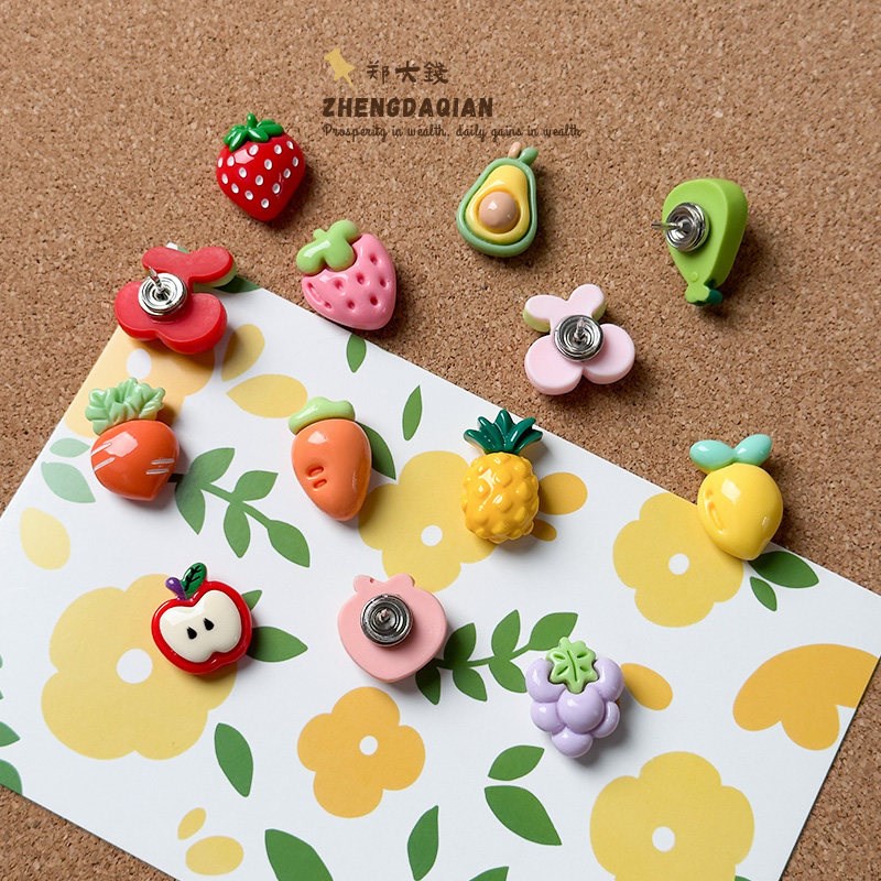 速发可爱水果图钉创意装饰工字钉办公用品趣味照片墙毛毡木板