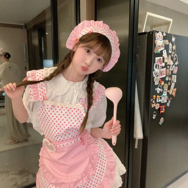 速发甜美粉嫩小厨娘围裙服圣节发饰发箍洛丽塔仆同款套装