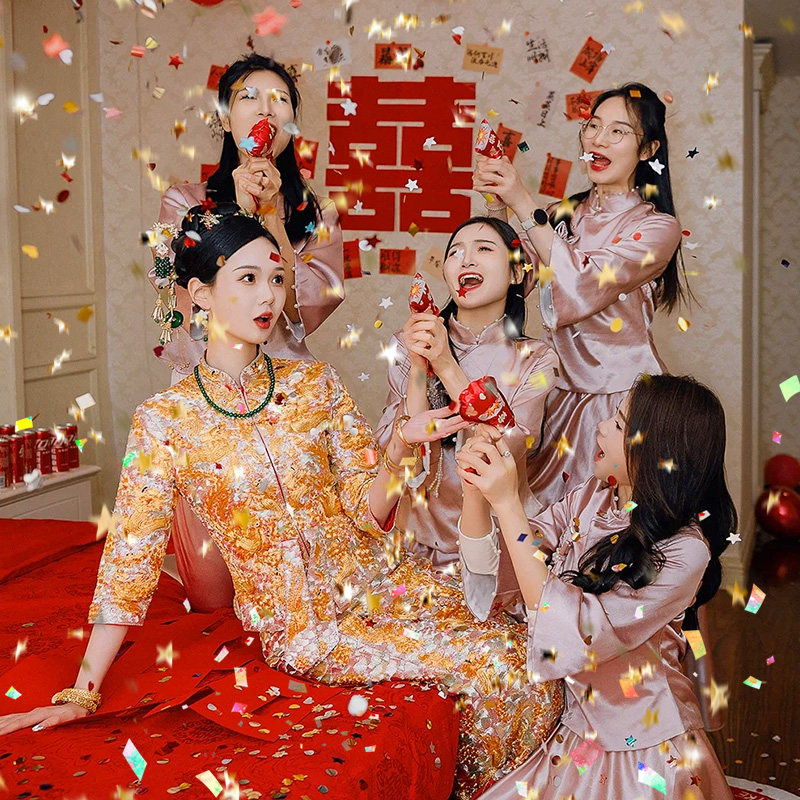 速发婚娘晨袍接照道具手持礼花枪领证订结婚新礼拍亲堵门婚庆用品