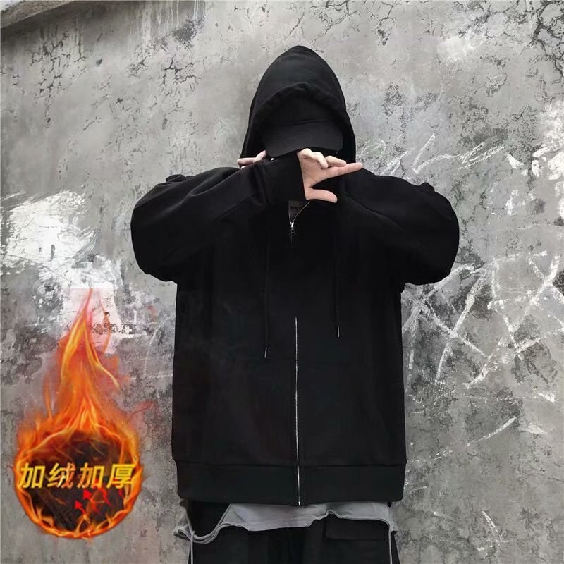 速发开衫连男长衣帽潮港风百搭bf运动上衣服嘻哈外套宽松卫袖