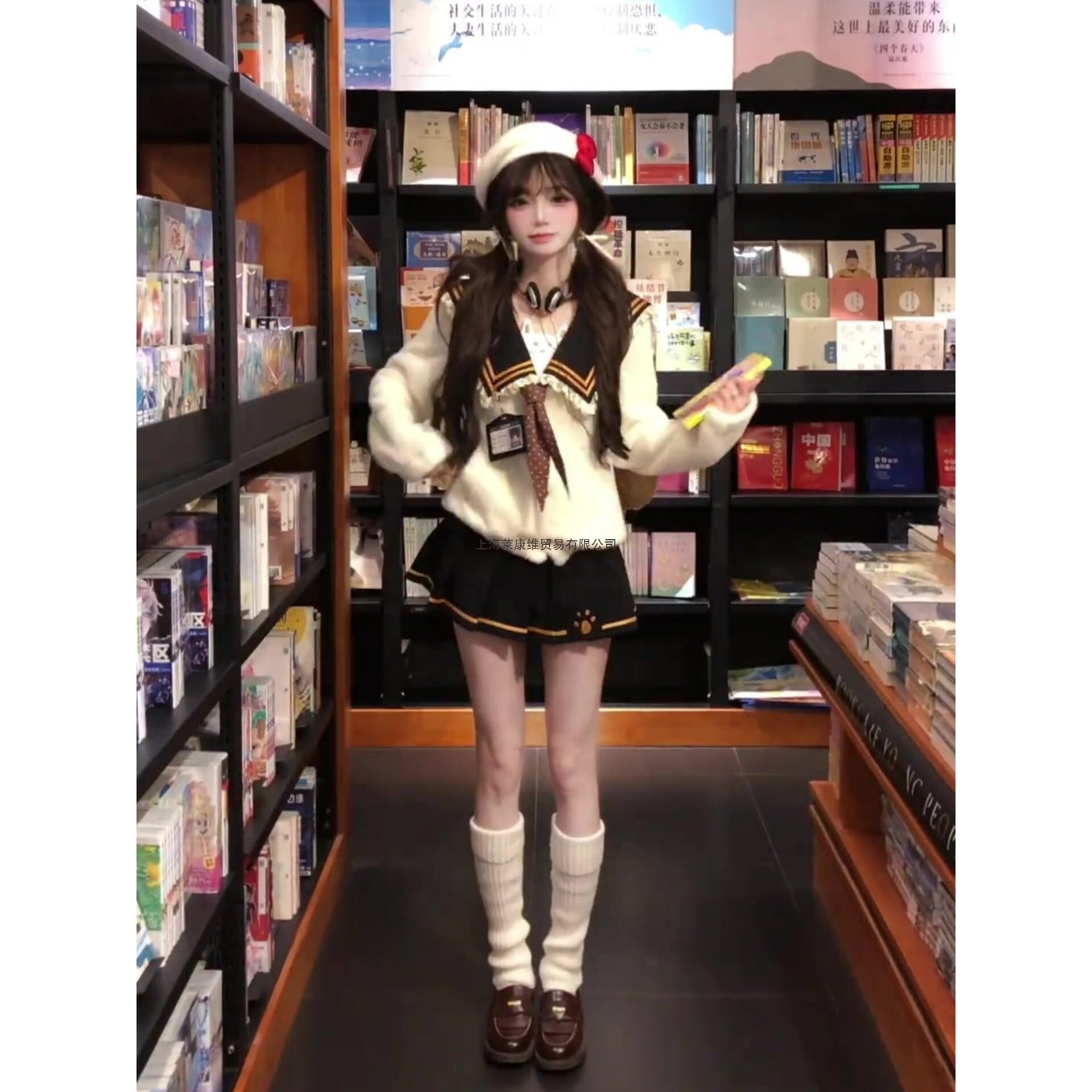 韩系学院风套装女秋冬季巨好看可爱甜妹jk水手服毛衣短裙子两件套