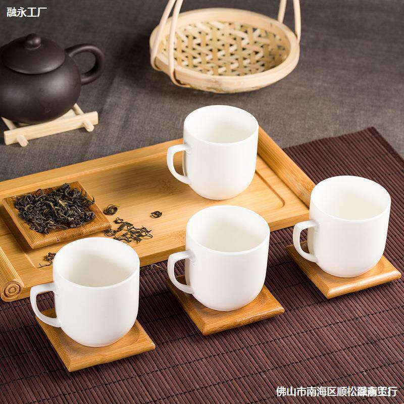 把陶瓷茶杯有手柄功夫茶具酒店白瓷水杯套装简约家用带耳小杯子