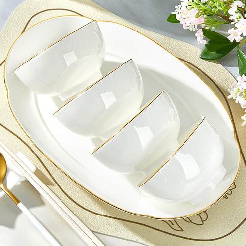 碗家用陶瓷加厚防烫吃米饭碗2025新款釉下彩简约金边微波专用餐具