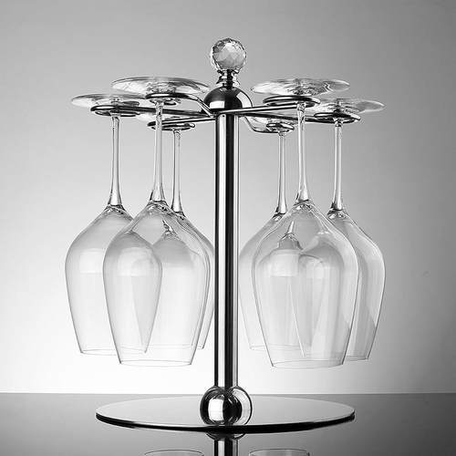 创意高脚杯高档挂架简约家用轻奢倒挂不锈钢旋转红酒杯架摆件架子