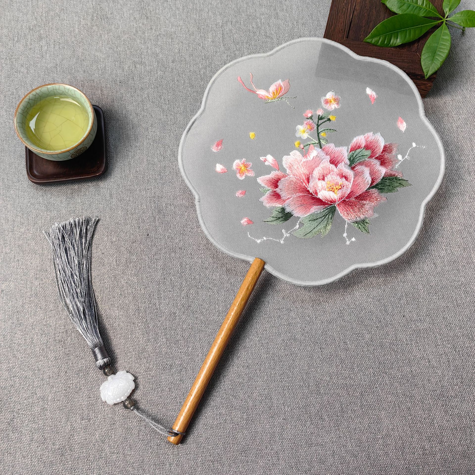 古风团扇双面绣刺绣扇子跳舞专用