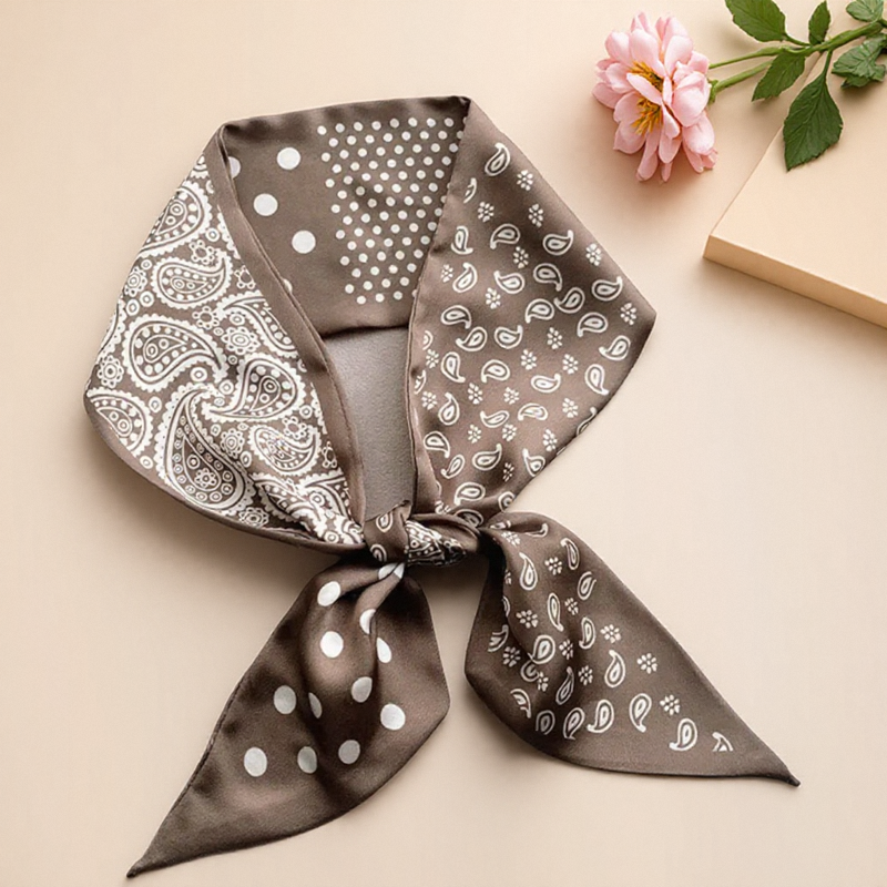 丝巾2024新款ins腰果花飘带女百搭装饰领巾绑包扎发长条双面领巾